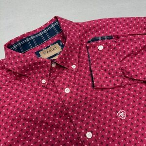 Ariat Wrinkle Free Luis XL Burgundy Geometric Print Long Sleeve Shirt Men